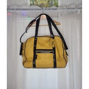 Steve madden travel bag yellow black accents luggage tag textured